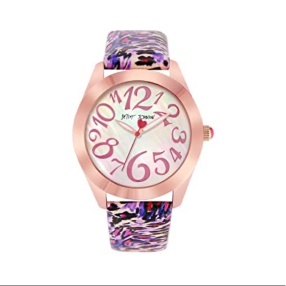 Betsey Johnson pink leopard watch